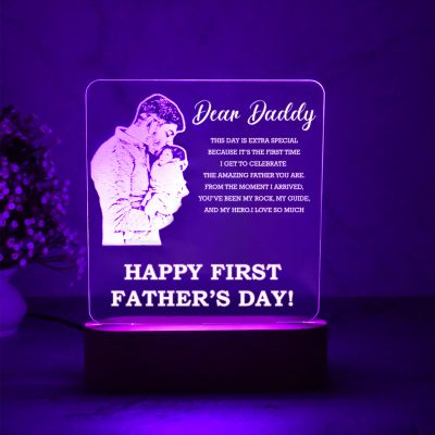 Happy Fathers Day Acrylic Lamp Customized Photo Frame | Gift For Dad